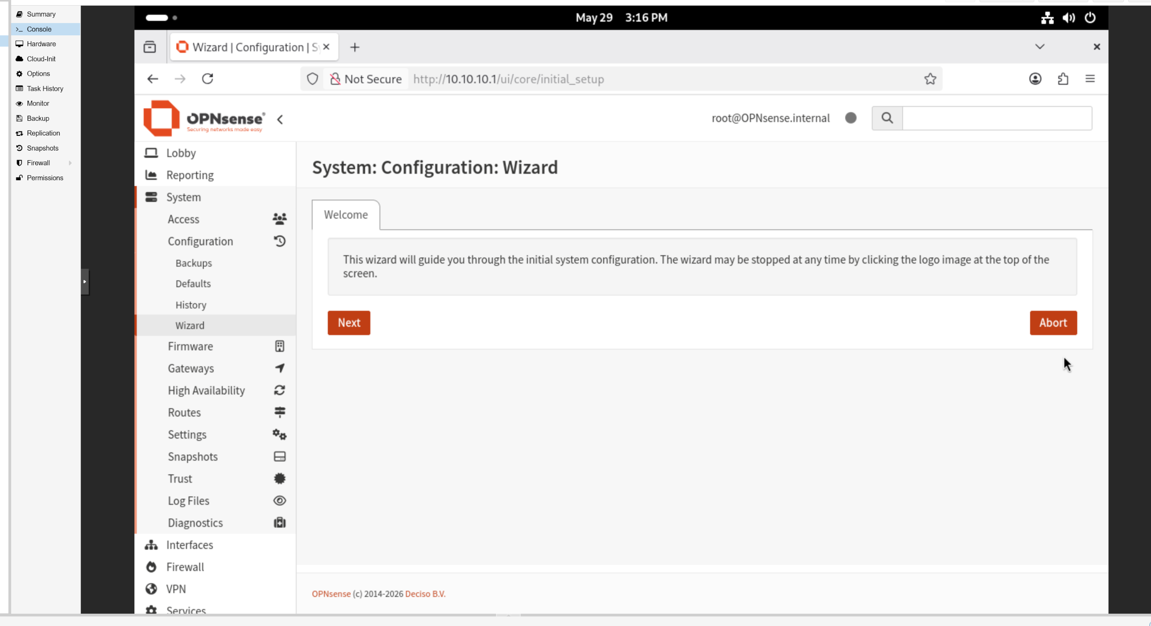 Opnsense installation step 2